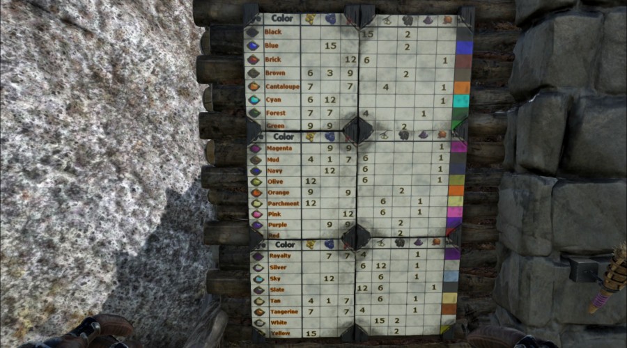 Ark Survival Evolved Dye Chart